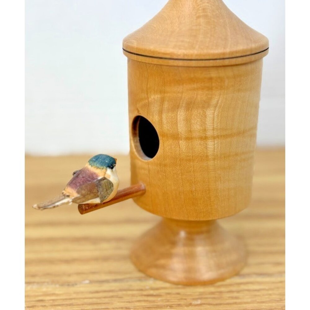 Ornamental Handcrafted Maple Wood Decorative Bird House Canoe Numbered NFLD